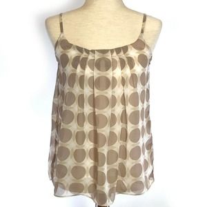 New York & Company Beige and Brown Silk Tank Top